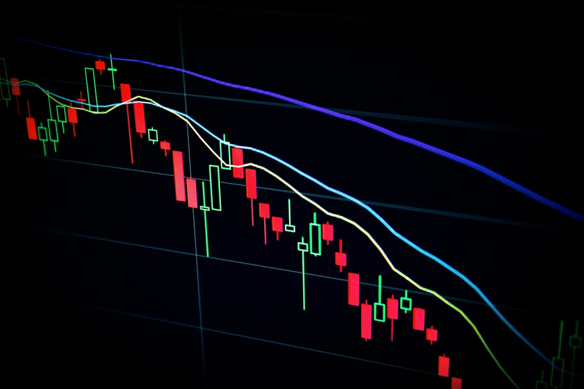 Crypto trading charts on a display